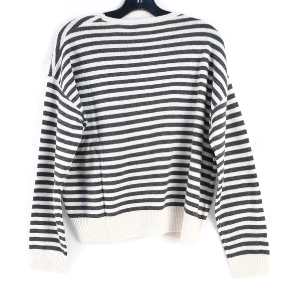 Splendid Tori Cashmere Sweater in Grey and White Stripes Size Medium (NWT) - Picture 2 of 6